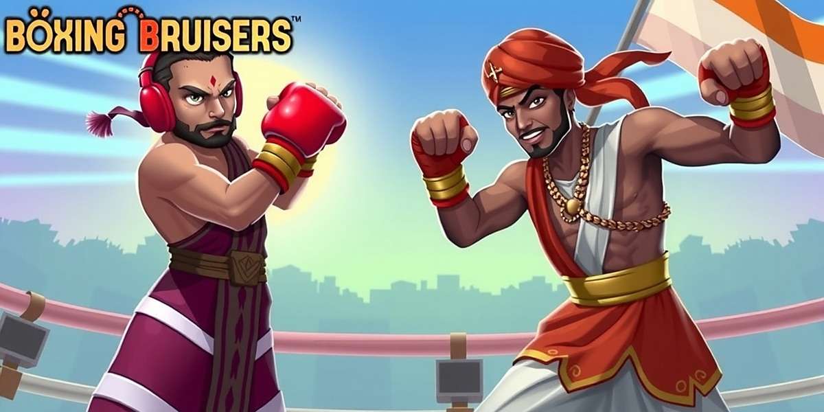 Boxing Bruisers game cover with Indian boxers in traditional attire